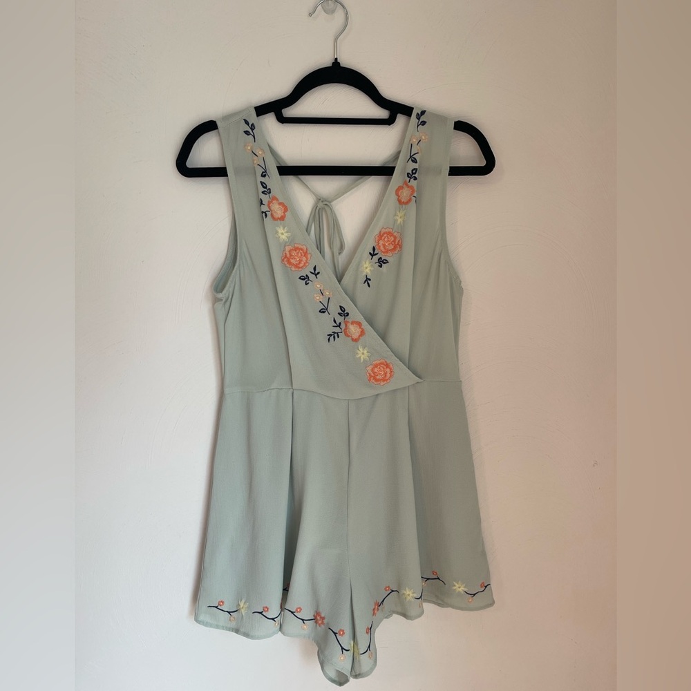 Alter'd State Mint Green Embroidered Romper